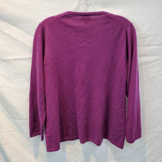 Eileen Fisher Purple Long Sleeve Pullover Merino Wool Sweater Size M image number 2