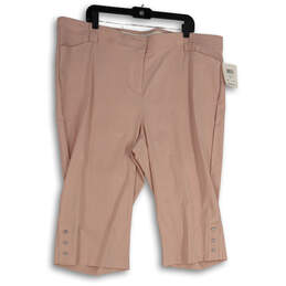 NWT Womens Pink Flat Front Welt Pocket Straight Leg Capri Pants Size 22