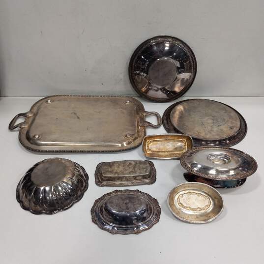 Bundle Of Assorted Silver Plated Serving Tray Platters image number 4