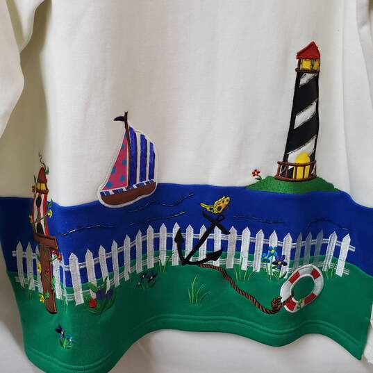 The Quacker Factory Light Boat House Beaded Sweater Women Size L WITH TAG image number 6