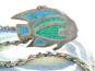 Taxco Mexico 925 Crushed Green & Blue Stone Inlay Tropical Fish Pendant Twisted Chain Necklace 24.2g image number 5
