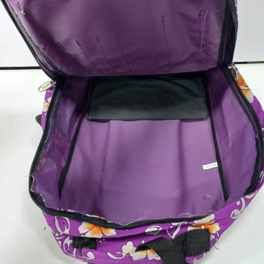 D&D Trading Purple Hawaiian Themed Rolling Backpack image number 5