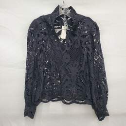 NWT Anthropologie WM's Black Lace Blouse Top Size XXS