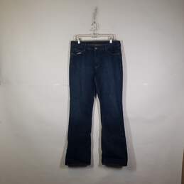 Womens Regular Fit Dark Wash Stretch Denim Bootcut Leg Jeans Size 12T