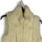 Womens White Faux Fur Sleeveless Open Front Sweater Vest Size Small image number 3