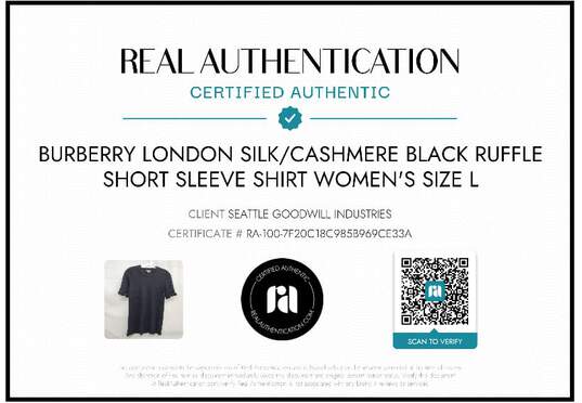 AUTHENTICATED WMNS BURBERRY LONDON SILK/CASHMERE RUFFLE SHIRT image number 1