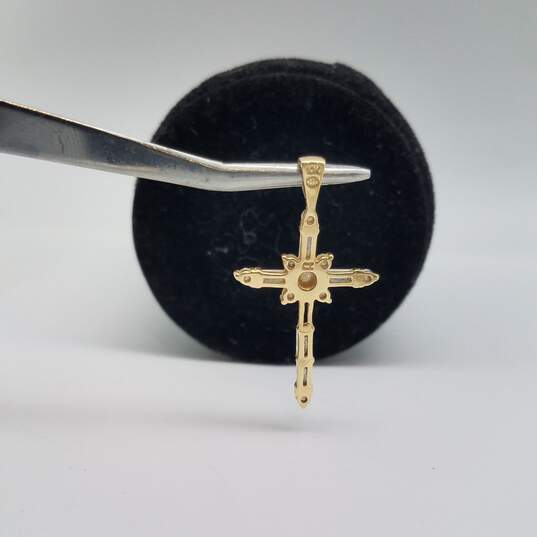10k Gold Cubic Zirconia Cross Pendant 1.6g image number 3