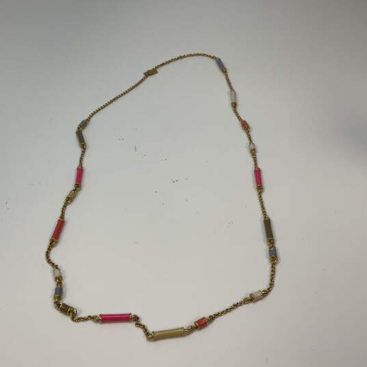 Designer Kate Spade Gold-Tone Multicolor Enamel Classic Link Chain Necklace image number 3