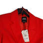 NWT Womens Red Notch Lapel Long Sleeve Cropped Blazer Size Small image number 3