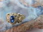 Vintage 10K Yellow Gold Blue Spinel 2001 Herbert H. Dow H.S. Class Ring 2.9g image number 2