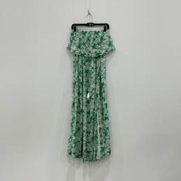 Womens Green Strapless Side Slit Floral Pullover Maxi Dress Size Small alternative image