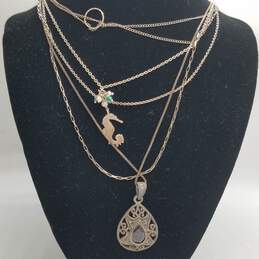Amanda Coleman 925 Silver Assorted Gemstone Pendant Necklace BD. 5pcs. 13.4g