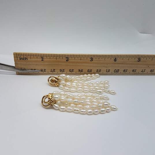 14k Gold Statement 6 Strand Fw Tassel Earrings 16.5g image number 8