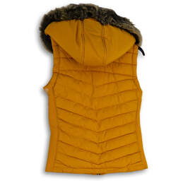 Womens Yellow Faux Fur Hooded Pockets Full-Zip Puffer Vest Size S/CH alternative image