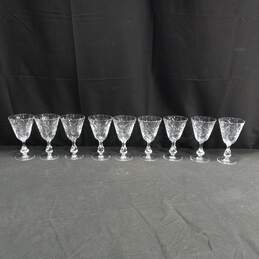 Set of 9 Clear Crystal Wine Glasses