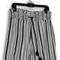 NWT Womens Black White Striped High Rise Wide Leg Pull-On Ankle Pants Size M image number 3