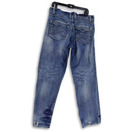 Womens Blue Medium Wash Pockets Distressed Denim Straight Leg Jeans Size 36 alternative image