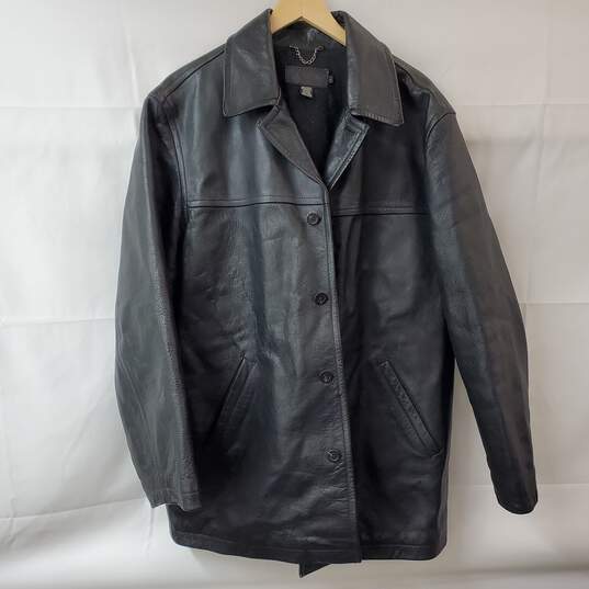 J. Crew Black Leather Jacket Men's LG image number 1