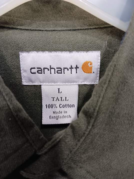 Men's Carhart Green Button Up Shirt Size L image number 3