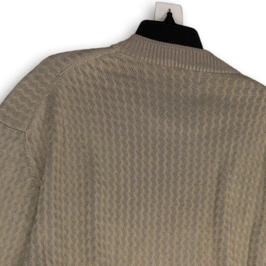 Mens Beige Round Neck Long Sleeve Knitted Pullover Sweater Size 2XT image number 4