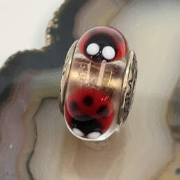 Designer Pandora S925 ALE Sterling Silver Red Murano Glass Beaded Charm