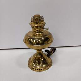 Vintage Brass Tabletop Converted Oil Lamp