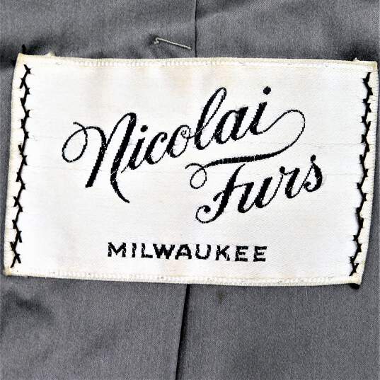 Vintage Nicolai Furs Women's Taupe Grey Brown Mink Fur Mid-Length Coat image number 6