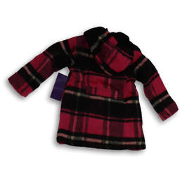NWT Girls Black Pink Plaid Long Sleeve Front Pocket Hooded Coat Size 3T alternative image