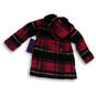 NWT Girls Black Pink Plaid Long Sleeve Front Pocket Hooded Coat Size 3T image number 2