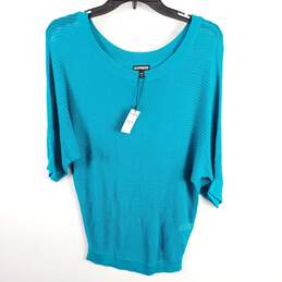 Express Women Turquoise Knitted Poncho Top S NWT