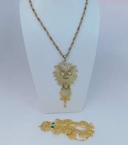 Vintage Alan & Fashion Gold Tone Articulated Lion & Poodle Dog Pendants & Chain Necklace 108.7g
