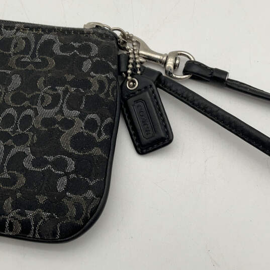 Womens Black Silver Monogram Bag Charm Detachable Strap Wristlet Wallet image number 3