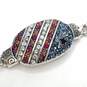 Brighton Silver Tone Crystals Red White And Blue I ♥ America 8" Bracelet 26.4g image number 2