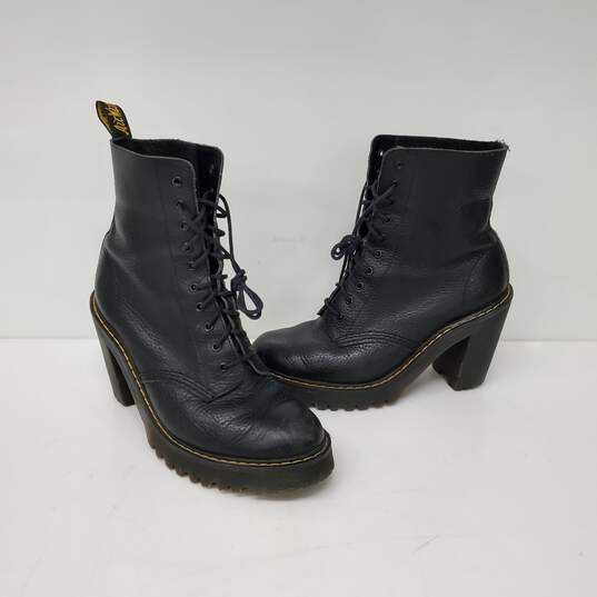 Dr. Marten Black Pebble Grain Leather 10 Hole 3.5 Inch Heel Kendra Boots Size 8 image number 1