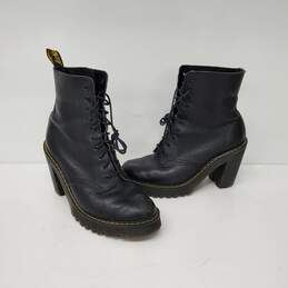 Dr. Marten Black Pebble Grain Leather 10 Hole 3.5 Inch Heel Kendra Boots Size 8