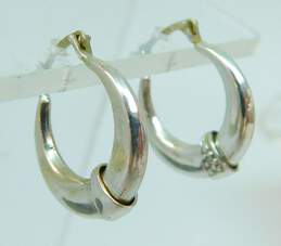 10k White Gold Diamond Accent Oblong Hoop Earrings 1.1g alternative image