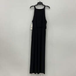 NWT Womens Black Pleated Round Neck Back Zip Classic Maxi Dress Size XL alternative image