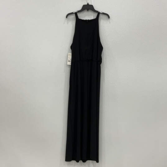 NWT Womens Black Pleated Round Neck Back Zip Classic Maxi Dress Size XL image number 2
