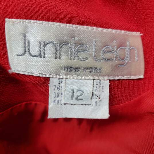 Vintage Junnie Leigh Evening Cocktail Red Blazer Jacket Skirt Set Women's 12 image number 3