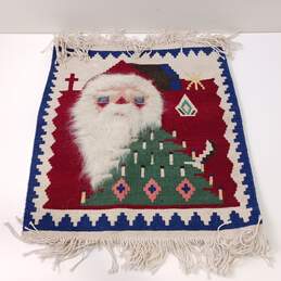Vintage Turkish Kilim Santa Claus Handmade Wool Tapestry Folk Rug