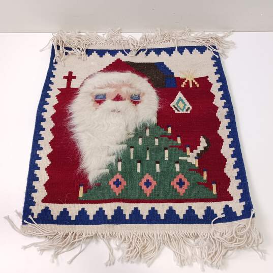 Vintage Turkish Kilim Santa Claus Handmade Wool Tapestry Folk Rug image number 1