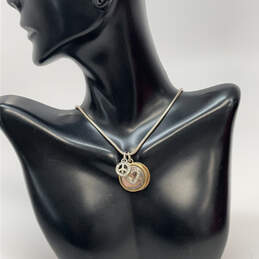 Designer Brighton Silver-Tone Be Happy Circular Disc Chain Pendant Necklace