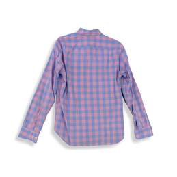 Mens Pink Blue Check Long Sleeve Collared Button Down Shirt Size Medium alternative image