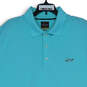 Mens Blue Short Sleeve Collared 3 Button Pullover Golf Polo Shirt Size L image number 3
