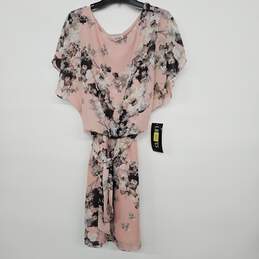 Pink Floral Print Sash Dress