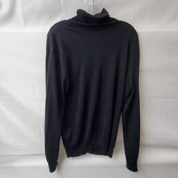 Ermenegildo Zegna Black Cashmere Silk Blend Knit Turtleneck Sweater