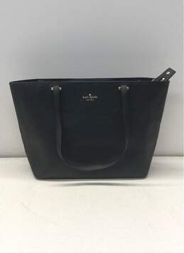 Kate Spade Black Leather Top Zip Shopper Tote Bag