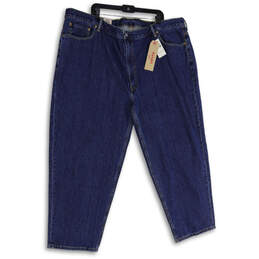 NWT Mens Blue Denim Blue Medium Wash 5 Pocket Design Cropped Jeans Sz 50x30