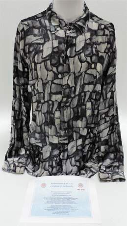 Gianni Versace Black & White Graphic Print Medusa Meander Shirt 50L W/COA