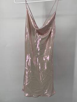 Womens Pink Sleeveless Spaghetti Strap Shiny Mini Dress Size S T-0528893-C